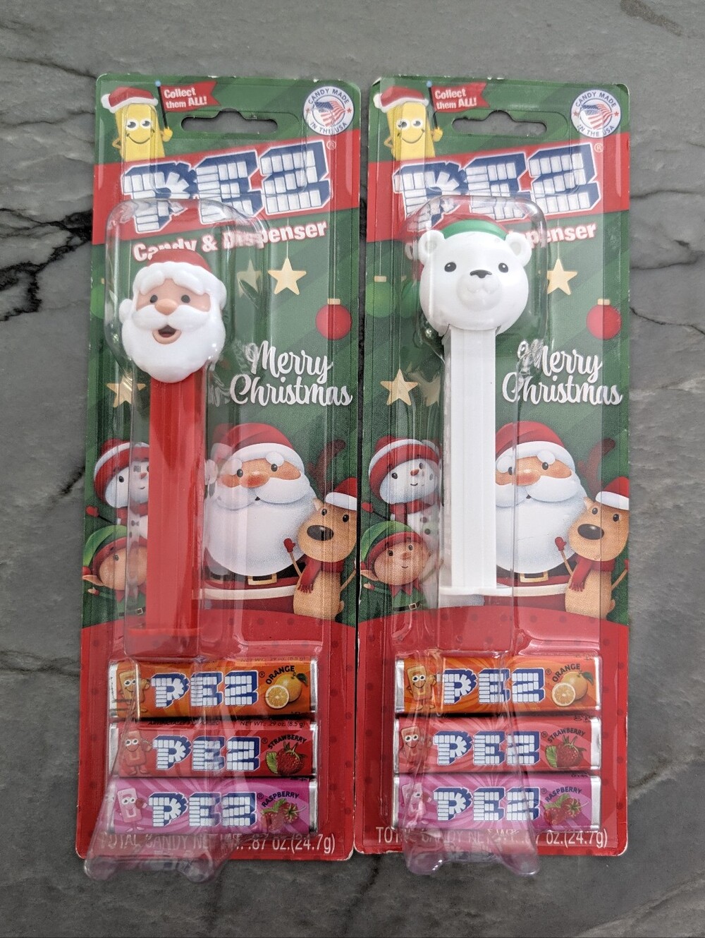 2 New PEZ Santa & Polar Bear Candy Dispensers